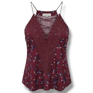 WAYF women's Burgundy Posie Strappy Camisole Floral Burgundy - small